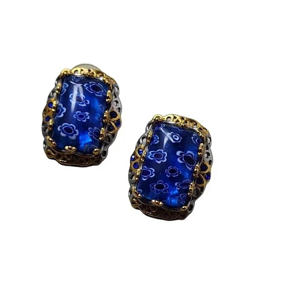 Vintage Millefiori Glass Pierced Earrings (A3023) - Picture 2 of 6